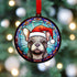 French Bulldog Grey in Santa Hat Suncatcher Decoration